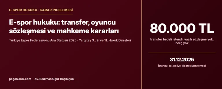 E-Spor Hukuku: Transfer, Oyuncu Sözleşmesi ve Mahkeme Kararları