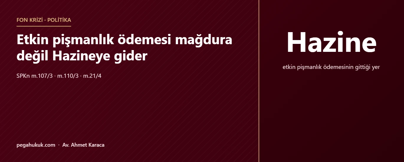 Etkin pişmanlık ödemesi mağdura değil Hazineye gider