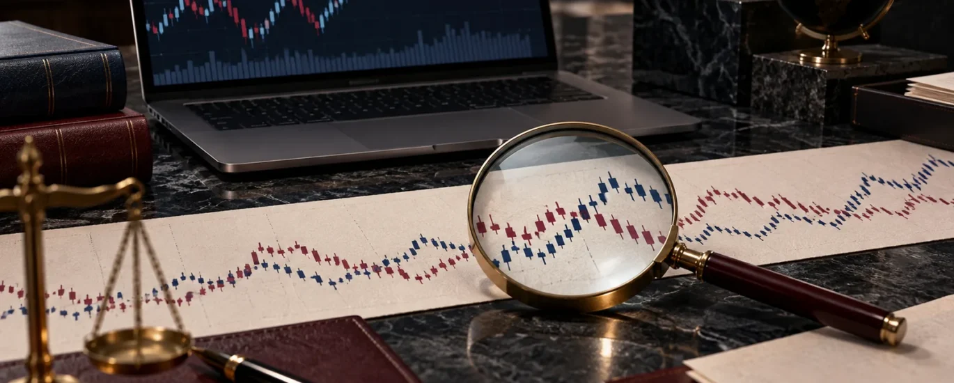 Forex işlem ekranı ile farklı fiyat kayıtlarının büyüteç altında karşılaştırılması