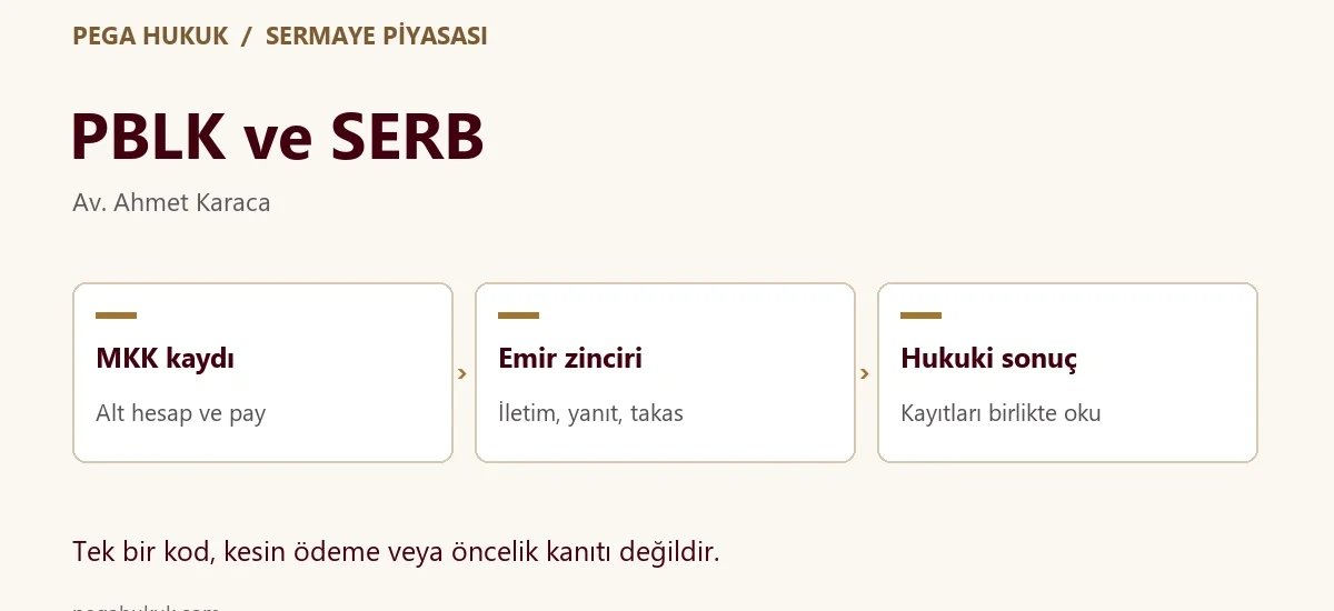 PBLK ve SERB: Alt hesap ve pay, İletim, yanıt, takas, Kayıtları birlikte oku.
