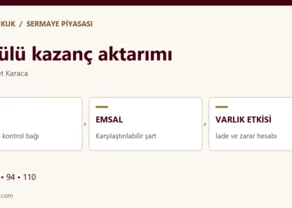 Örtülü kazanç aktarımı: Taraf ve kontrol bağı, Karşılaştırılabilir şart, İade ve zarar hesabı.