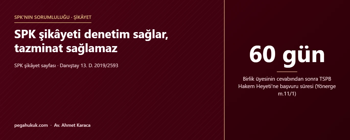 SPK şikâyeti denetim sağlar, tazminat sağlamaz