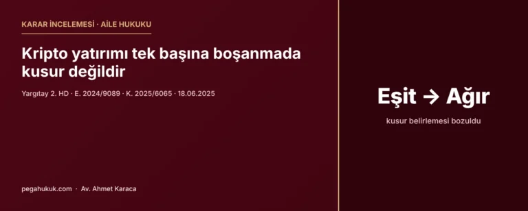 Boşanmada Kripto Para Yatırımı ve Zararı Kusur Sayılır mı? Yargıtay 2. Hukuk Dairesi E. 2024/9089, K. 2025/6065