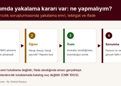 Hakkımda yakalama kararı var: dolandırıcılık soruşturmasında yakalama emri, tebligat, ifade ve para izine dayanan savunma — kapak görseli