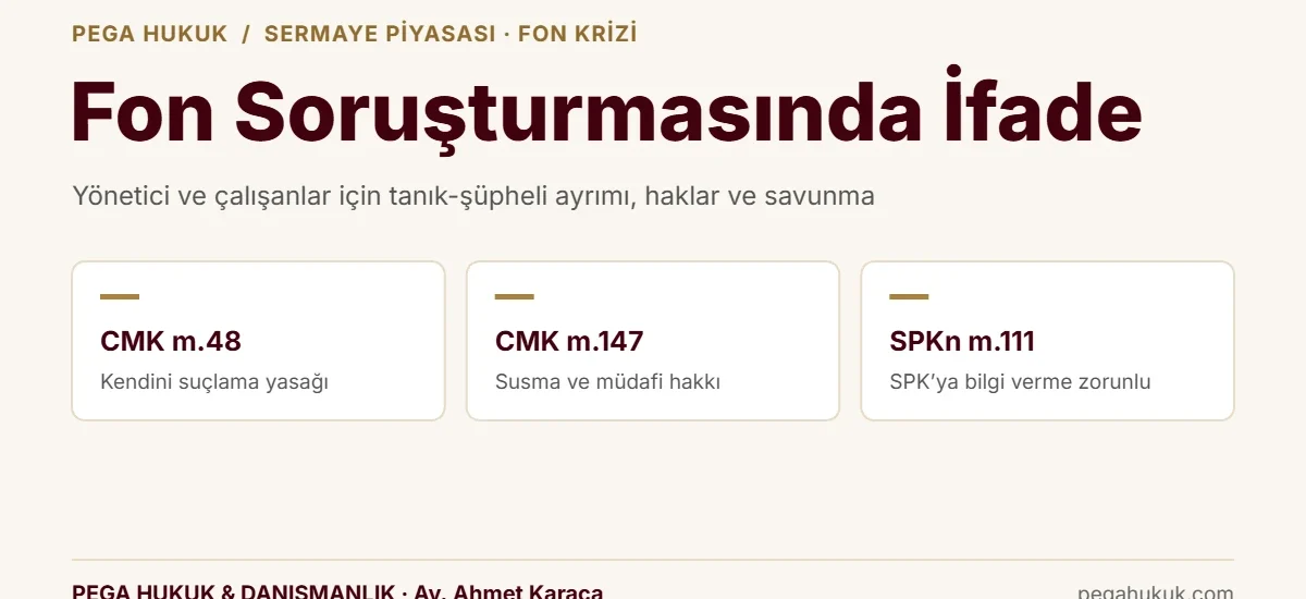 Fon soruşturmasında ifade: kendini suçlama yasağı, susma ve müdafi hakkı, SPK denetiminde bilgi verme yükümlülüğü