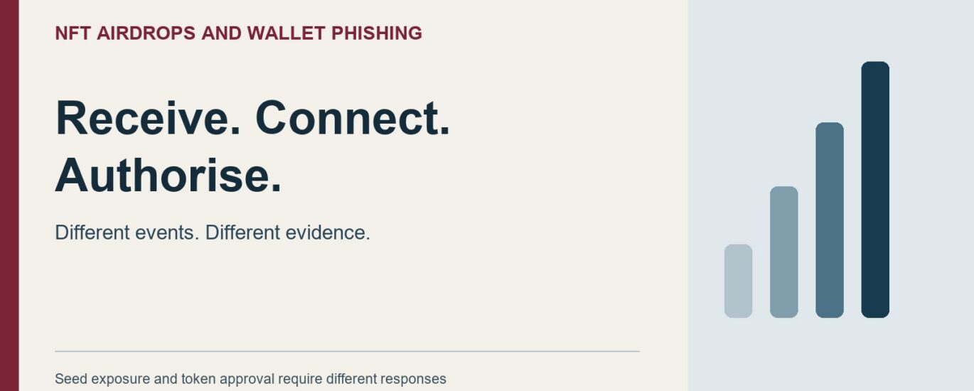 Nft Airdrops And Wallet Phishing: Receive. Connect. Authorise. Different events. Different evidence. Seed exposure and token approval require different responses