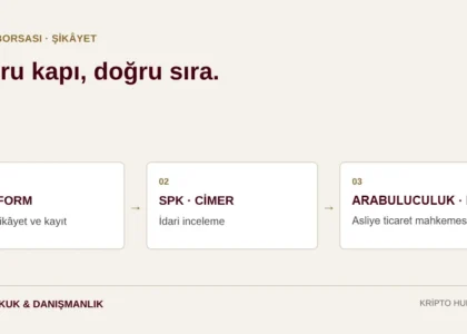 Kripto borsası şikâyet sırası: platforma yazılı şikâyet, SPK ve CİMER incelemesi, ticari arabuluculuk ve asliye ticaret mahkemesinde dava