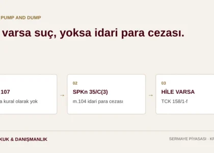 Kripto pump and dump: SPKn 107 kural olarak uygulanmaz, Türk platformlarında SPKn 35/C(3) ve 104 idari para cezası, hile varsa TCK 158/1-f