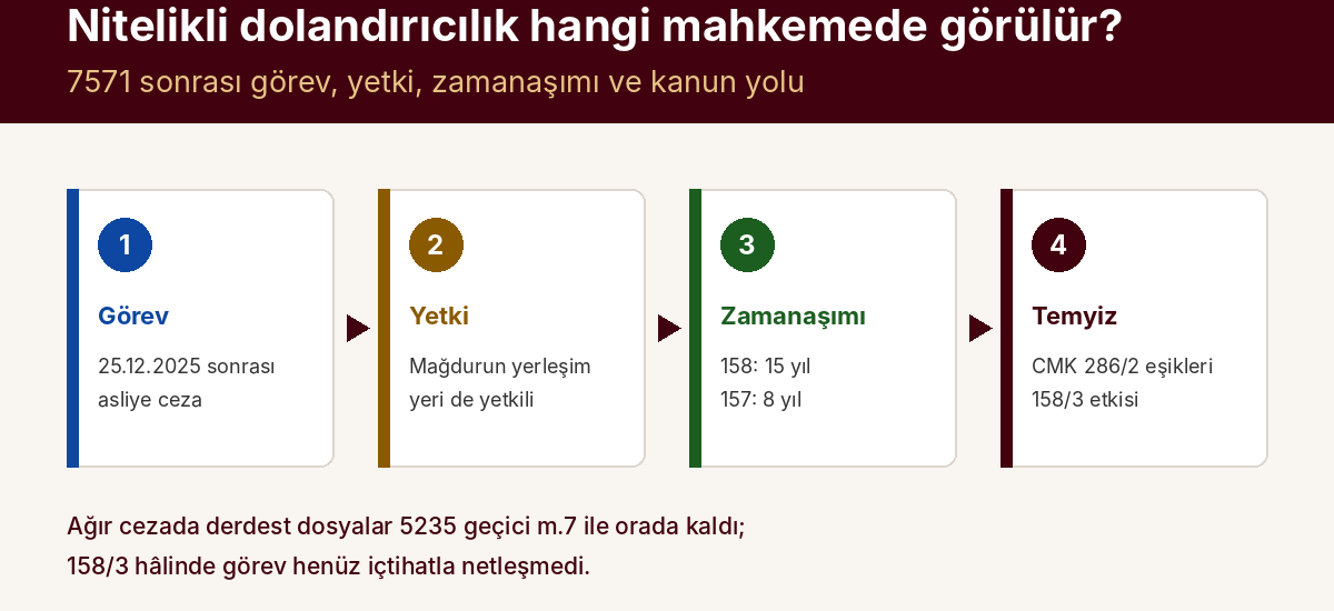 Nitelikli Dolandırıcılık Davası Hangi Mahkemede Görülür? Görev, Yetki ve Zamanaşımı — kapak görseli