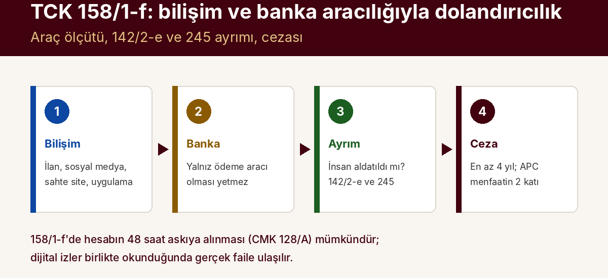TCK 158/1-f: Bilişim Sistemleri, Banka veya Kredi Kurumları Aracılığıyla Dolandırıcılık — kapak görseli