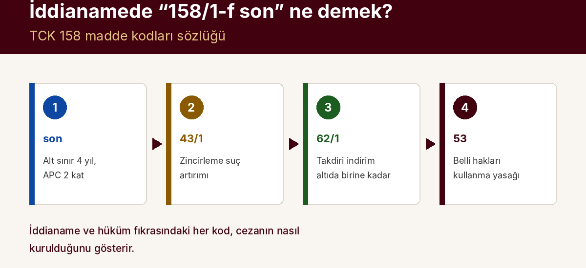 İddianamede “158/1-f Son” Ne Demek? TCK 158 Madde Kodları Sözlüğü — kapak görseli